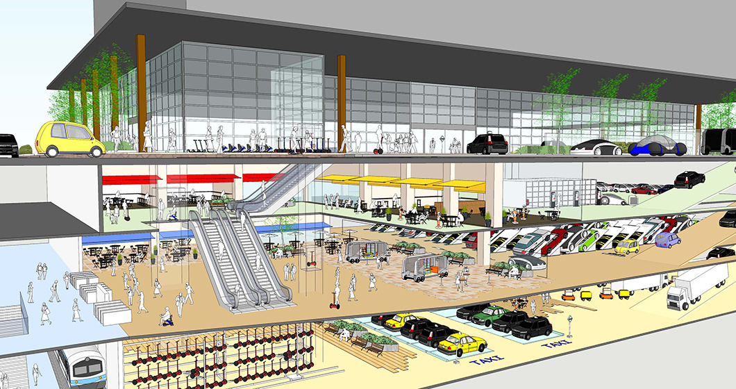 Redesigning image at cross-sections of buildings